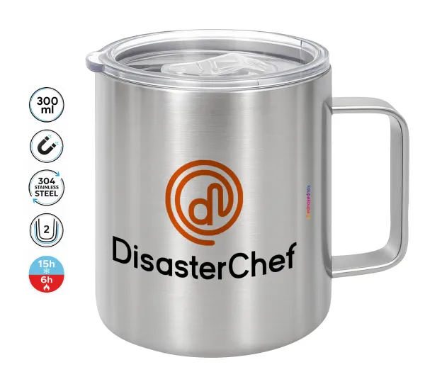 Disaster Chef — Double-walled stainless steel mug 300ml with temperature-retaining lid