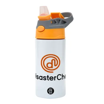Disaster Chef, Παιδικό παγούρι θερμό, ανοξείδωτο, με καλαμάκι ασφαλείας, Πορτοκαλί/Γκρι (360ml) BPA-FREE