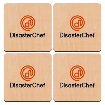 Disaster Chef, ΣΕΤ x4 Σουβέρ ξύλινα τετράγωνα plywood (9cm)