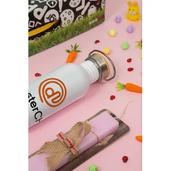 Disaster Chef, Easter Set, SS Metallic water bottle (620ml, stainless steel) & scented flat Easter candle (30cm) (PINK)