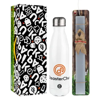 Disaster Chef, Easter candle, metallic white thermos bottle (500ml) & aromatic flat candle (30cm) (GRAY)