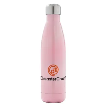 Disaster Chef, Μεταλλικό παγούρι θερμός Ροζ Ιριδίζον (Stainless steel), διπλού τοιχώματος, 500ml