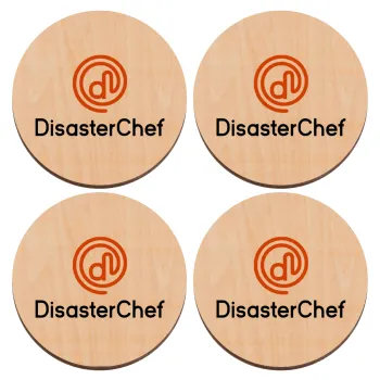 Disaster Chef, ΣΕΤ x4 Σουβέρ ξύλινα στρογγυλά plywood (9cm)