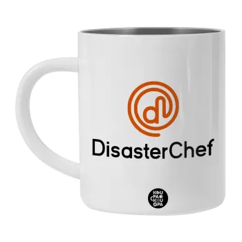 Disaster Chef, Λευκή Ανοξείδωτη Μεταλλική Κούπα 450ml - Διπλού Τοιχώματος 
