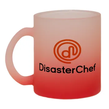 Disaster Chef, Κούπα γυάλινη δίχρωμη με βάση το κόκκινο ματ, 330ml