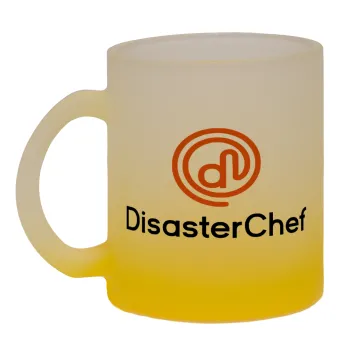 Disaster Chef, Κούπα γυάλινη δίχρωμη με βάση το κίτρινο ματ, 330ml
