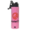 Metallic water bottle with safety lid, 850ml aluminum