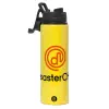 Metallic water bottle with safety lid, 850ml aluminum