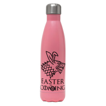 Easter is coming (GOT), Μεταλλικό παγούρι θερμός Ροζ Ματ (Stainless steel), διπλού τοιχώματος, 500ml