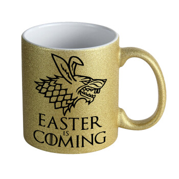 Easter is coming (GOT), Κούπα Χρυσή Glitter που γυαλίζει, κεραμική, 330ml