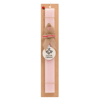 Easter is coming (GOT), Easter Set, wooden keychain & scented flat Easter candle (30cm) (PINK)