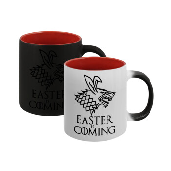 Easter is coming (GOT), Κούπα Μαγική εσωτερικό κόκκινο, κεραμική, 330ml που αλλάζει χρώμα με το ζεστό ρόφημα