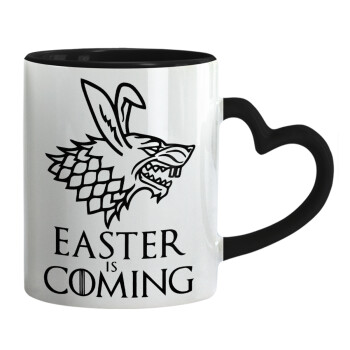 Easter is coming (GOT), Κούπα καρδιά χερούλι μαύρη, κεραμική, 330ml