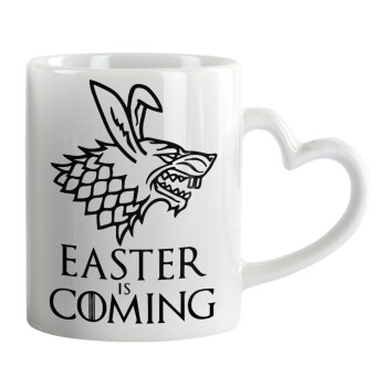 Easter is coming (GOT), Mug heart handle, ceramic, 330ml