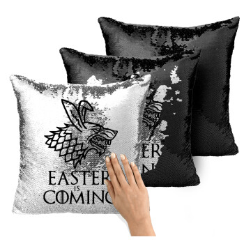Easter is coming (GOT), Μαξιλάρι καναπέ Μαγικό Μαύρο με πούλιες 40x40cm περιέχεται το γέμισμα