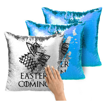 Easter is coming (GOT), Μαξιλάρι καναπέ Μαγικό Μπλε με πούλιες 40x40cm περιέχεται το γέμισμα