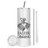 Tumbler stainless steel 600ml, with metal straw & cleaning brush