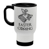 Easter is coming (GOT), Κούπα ταξιδιού ανοξείδωτη με καπάκι, διπλού τοιχώματος (θερμό) λευκή 450ml