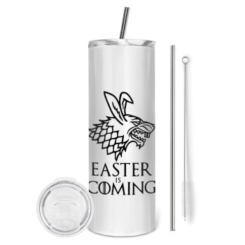 Easter is coming (GOT), Tumbler stainless steel 600ml, with metal straw & cleaning brush