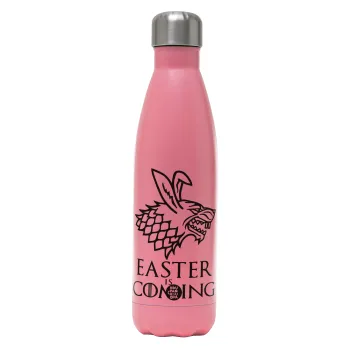 Easter is coming (GOT), Μεταλλικό παγούρι θερμός Ροζ Ματ (Stainless steel), διπλού τοιχώματος, 500ml