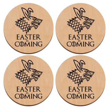 Easter is coming (GOT), ΣΕΤ x4 Σουβέρ ξύλινα στρογγυλά plywood (9cm)