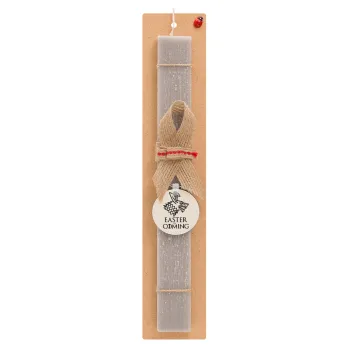 Easter is coming (GOT), Easter Set, wooden keychain & scented Easter candle flat (30cm) (GRAY)