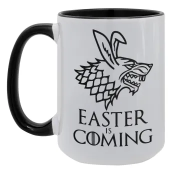 Easter is coming (GOT), Κούπα Mega 15oz, κεραμική Μαύρη, 450ml
