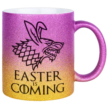 Easter is coming (GOT), Κούπα Χρυσή/Ροζ Glitter, κεραμική, 330ml