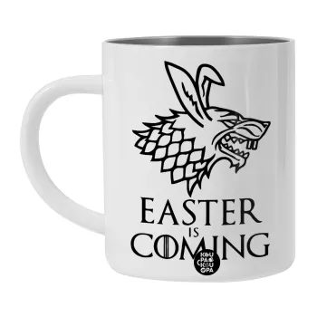Easter is coming (GOT), Λευκή Ανοξείδωτη Μεταλλική Κούπα 450ml - Διπλού Τοιχώματος 
