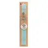 Easter Set, wooden keychain & aromatic flat Easter candle (30cm) (TURQUOISE)