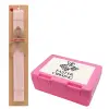Easter Set, children's snack container PINK & scented flat Easter candle (30cm) (PINK)