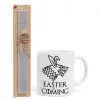 Easter Set, Ceramic Cup (330ml) & Easter aromatic flat candle (30cm) (GRAY)