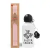 Easter Set, metallic aluminum bottle (500ml) & aromatic flat Easter candle (30cm) (PINK)