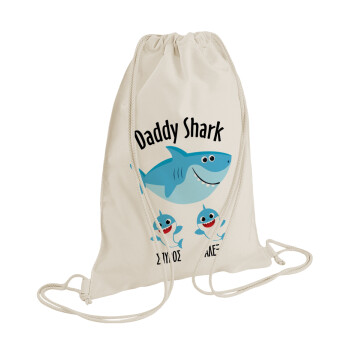 Daddy Shark (με ονόματα παιδικά), Τσάντα πλάτης πουγκί GYMBAG natural (28x40cm)