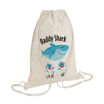Daddy Shark (με ονόματα παιδικά), Backpack bag GYMBAG natural (28x40cm)