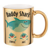 Daddy Shark (με ονόματα παιδικά), Mug ceramic, gold mirror, 330ml