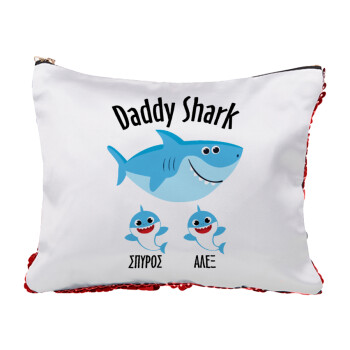 Daddy Shark (με ονόματα παιδικά), Τσαντάκι νεσεσέρ με πούλιες (Sequin) Κόκκινο