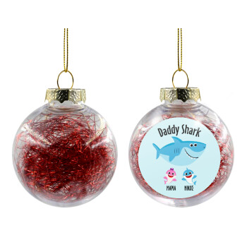 Daddy Shark (με ονόματα παιδικά), Χριστουγεννιάτικη μπάλα δένδρου διάφανη με κόκκινο γέμισμα 8cm