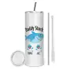 Tumbler stainless steel 600ml, with metal straw & cleaning brush