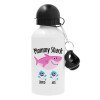 Mommy Shark (με ονόματα παιδικά), Μεταλλικό παγούρι νερού, Λευκό, αλουμινίου 500ml