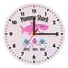 Mommy Shark (με ονόματα παιδικά), Wooden wall clock (20cm)