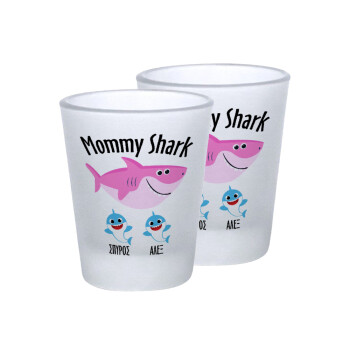 Mommy Shark (με ονόματα παιδικά), Σφηνοπότηρα γυάλινα 45ml του πάγου (2 τεμάχια)