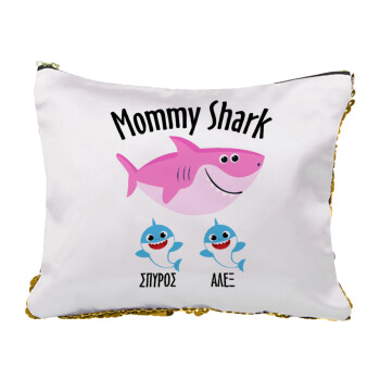 Mommy Shark (με ονόματα παιδικά), Τσαντάκι νεσεσέρ με πούλιες (Sequin) Χρυσό