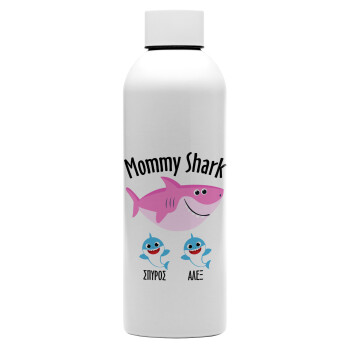 Mommy Shark (με ονόματα παιδικά), Μεταλλικό παγούρι νερού, 304 Stainless Steel 800ml