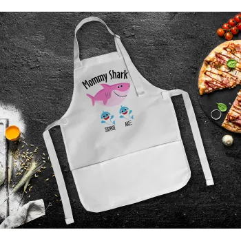 Mommy Shark (με ονόματα παιδικά), Ποδιά Σεφ Ολόσωμη Παιδική (με ρυθμιστικά και 2 τσέπες)