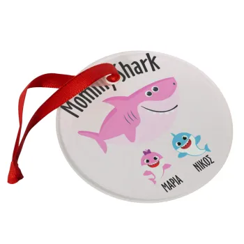 Mommy Shark (με ονόματα παιδικά), Στολίδι Χριστουγεννιάτικο στολίδι γυάλινο 9cm