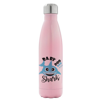 Baby Shark (boy), Metal mug thermos Pink Iridiscent (Stainless steel), double wall, 500ml