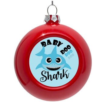 Baby Shark (boy), Red Christmas tree ornament bauble 8cm