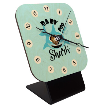 Baby Shark (boy), Quartz Table clock in natural wood (10cm)