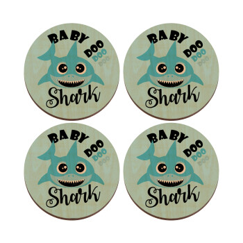 Baby Shark (boy), ΣΕΤ x4 Σουβέρ ξύλινα στρογγυλά plywood (9cm)